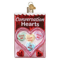Conversation Hearts Candy Box Christmas Ornament - Handcrafted Glass Holiday Decor