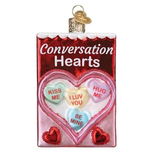 Conversation Hearts Candy Box Christmas Ornament - Handcrafted Glass Holiday Decor