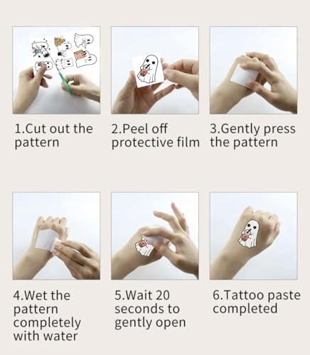 White Halloween Ghost Temporary Tattoos for Kids 60pcs Waterproof Stickers