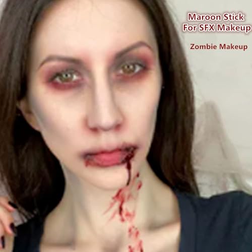 Camo Face Paint Stick & Brown Eye Black for SFX Makeup - Maroon/Brown Variation