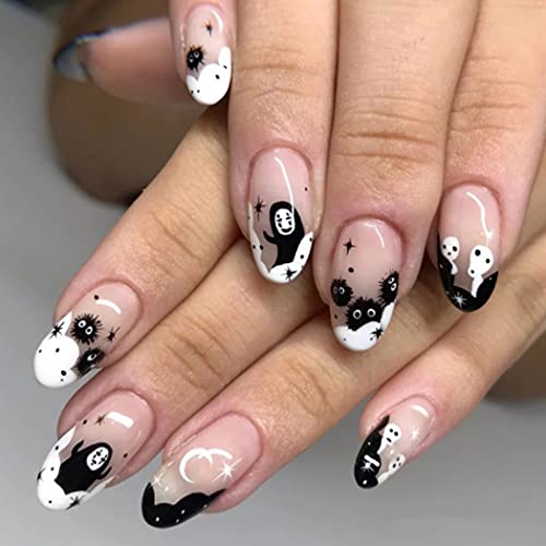 Ghost Press On Nails Short Glossy Virus Fake Nails - Style G