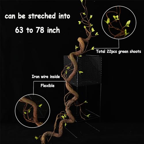 63-Inch Realistic Ivy Wood Vine Garland with Leaf Wall Hanging Decor
