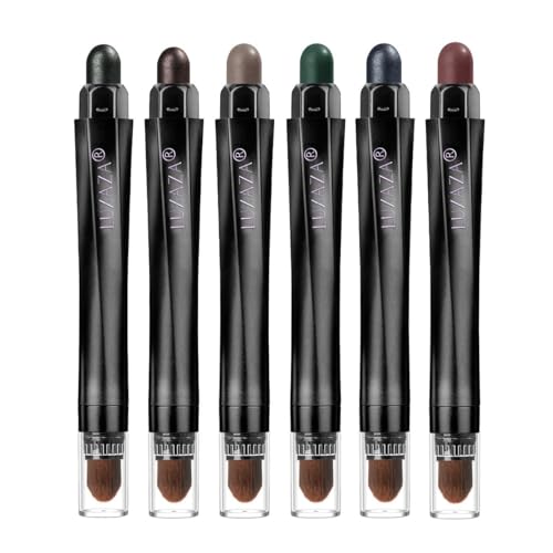 Green Eyeshadow Stick Makeup Set - Smudge-Proof Metallic & Matte Crayon - A03-Smoky Green - 6 Pieces