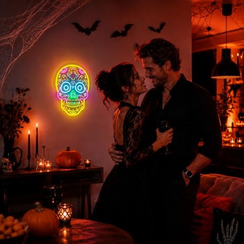 Skull Neon Sign LED Neon Light Wall Decor for Halloween Party - Variation: Skull