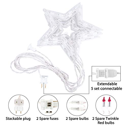 8.5 Ft Christmas Star Window Lights - Connectable Icicle String Lights with 6 Drops - Warm White Indoor Outdoor Decorations - Variation of 1 PC - 6 Drops - Star