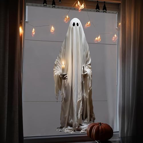 Halloween Window Clings for Glass - Ghost Spooky Decals, Reusable, Style 18