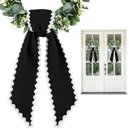 Black Wreath Sash for Front Door - 2 Pack Halloween & Holiday Decorations