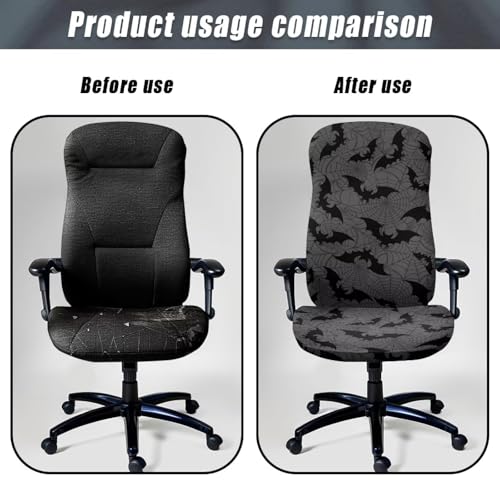 Bat Spider Web Print Water-Resistant Office Chair Cover Large - Halloween Decoration