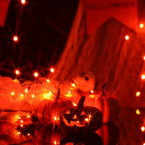 USB Plug-in Fairy Lights 33ft Orange LED String Lights 8 Modes for Halloween & Holiday Decor - 2 Pack