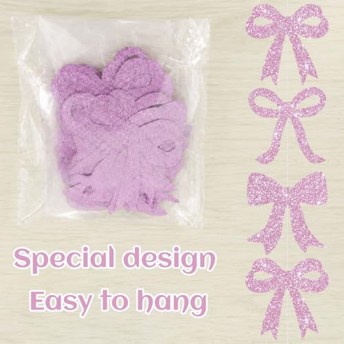Pink Glitter Bow Garland - 8 Pack Hanging Streamers for Baby Shower & Party Decor - Variation of THIS Listing
