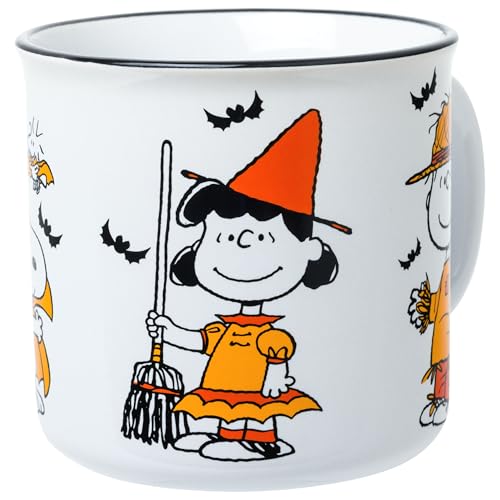 Peanuts Halloween Costume Mug - 20oz Ceramic Camper with Snoopy & Friends - Spooky Season Coffee Cup - Official Merch - Variation: Camper