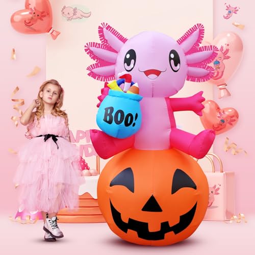 Outdoor Halloween Inflatable Axolotl Pumpkin with LED Lights - 5.2FT Yard Decor - Variation of THIS Listing