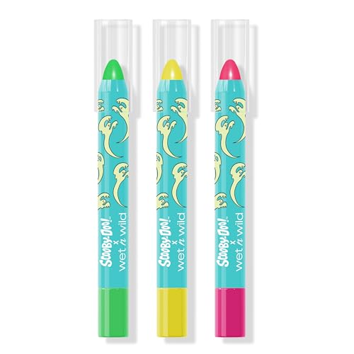 Wet n Wild Scooby Doo UV Glow Crayon Set - 3 Face & Body Neon Makeup Kit with Vitamin E - 1 Count