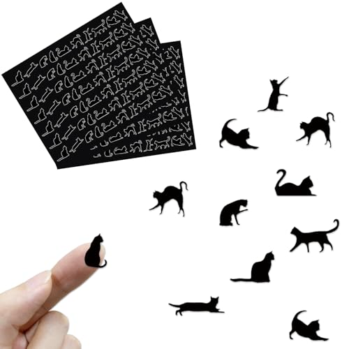 Tiny Black Cat Stickers for Halloween & Cat Lovers - 210 Pack