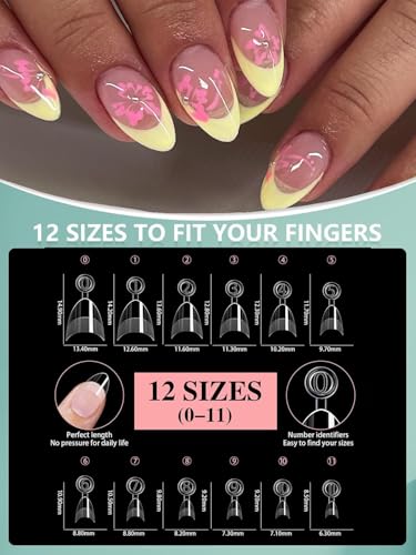 480Pcs Short Almond & Tapered Square Nail Tips Set - False Nails for Manicure