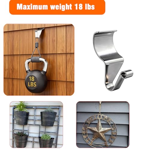 YUNFOOK 14 Pack Heavy Duty Vinyl Siding Hooks - No-Hole Stainless Steel Clips Support 18LB