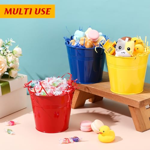 Hero Themed Party Table Decorations Mini Buckets with Raffia Set