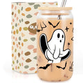 Halloween Ghost Cup with Lid & Straw - Spooky Gift for Women & Kids