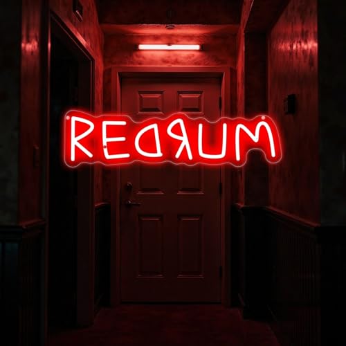 Redrum Neon Sign Horror Wall Decor Gothic Gaming Room - Red 16.5x4.3" - Variation of THIS listing