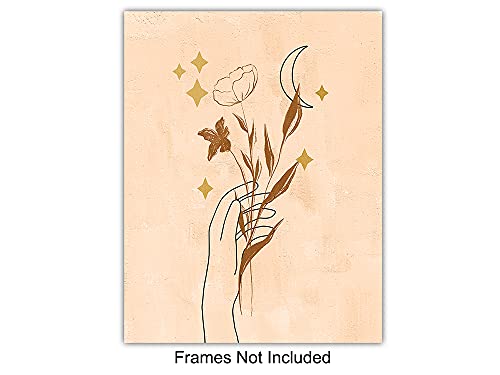 Boho Wall Art - Sun Moon Stars Celestial Decor - Minimalist Mid Century Gift Set
