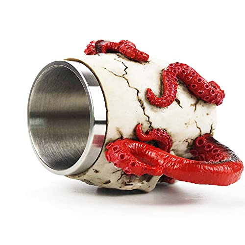 Skull Coffee Mug with Handle - 13oz Stainless Steel & Resin Halloween Gift