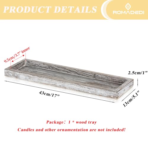 Whitewashed Rustic Wooden Candle Tray - 17-Inch Farmhouse Decor Centerpiece