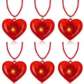 9 Pcs LED Light Up Red Heart Necklaces - Flashing Halloween Party Accessories