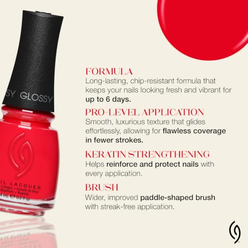 Bright Red Nail Polish - Fast Dry, Glossy Finish, Chip Resistant, 0.5 fl oz