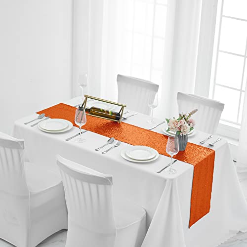 Orange Sequin Table Runner 12 x 72 Inches - Pack of 6, Party Decor