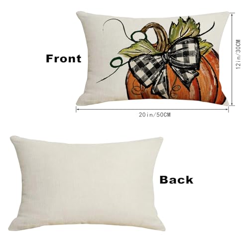 Halloween Pumpkin Lumbar Pillow Cover 12x20 Inches - Orange Fall Decor