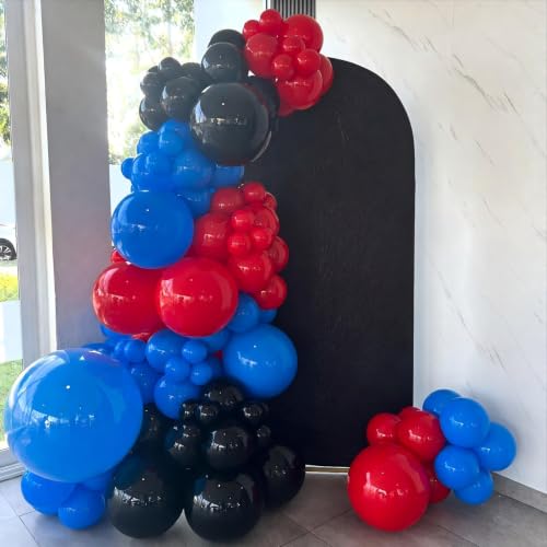 Red Blue Black Balloons for Spider Theme Birthday Party Decorations - 45 Pack