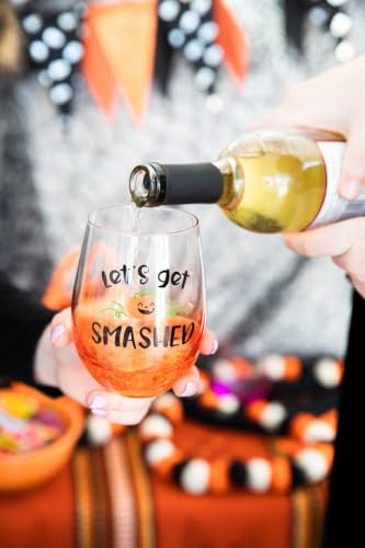Let’s Get Smashed Wine Glass - 15 Ounce Stemless Pumpkin Drinkware