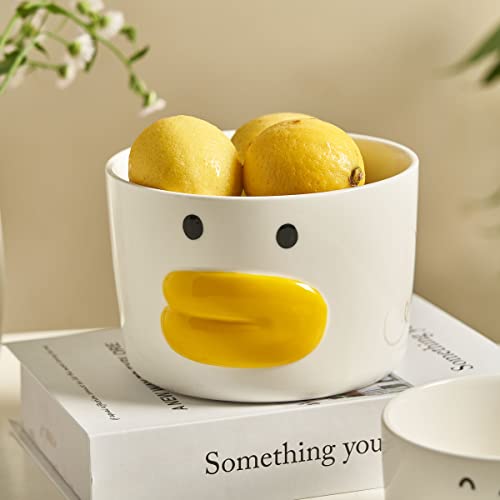 Large Salad Bowl 5.8 Inch Duck-Shaped Ceramic Noodle Mixing Bowl - 40oz
