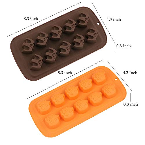 Halloween Silicone Candy Molds Set - Bat, Pumpkin, Witch Hat, Ghost, Skull