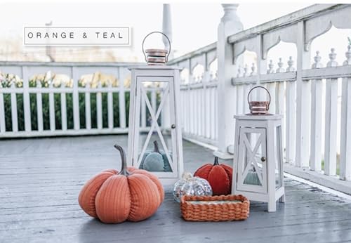 Large Fabric Pumpkin Decor - Terracotta Orange for Fall Halloween Thanksgiving - Tabletop Mantel Shelf Decoration