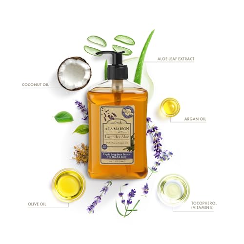 Lavender Aloe Liquid Hand Soap - French Made, 16.9 oz, 3 Pack