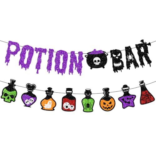 Halloween Glitter Potion Bar Banner with Potions Themed Decorations
