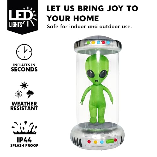 7ft Tall Halloween Inflatable Alien Decor with Animated Lights for Yard Garden