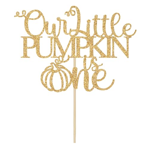 First Birthday Cake Topper Gold Glitter Pumpkin 1st Birthday Party Decor