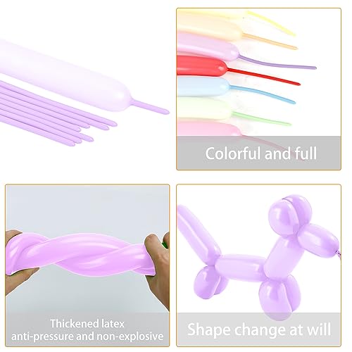 Pink & Purple Macaron Latex Balloons 50pcs - Long Twist Balloons for Party Decorations, Balloon Arch, Animal Modeling, Weddings & Birthdays