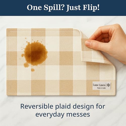 13x19 Inch Beige Cotton Placemats Set of 4 - Decorative Kitchen Table Mats