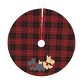 36-Inch Plaid Scottie Dog Christmas Tree Skirt - Rustic Holiday Decor