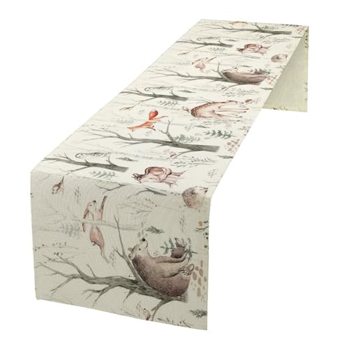 Rustic Forest Table Runner 13x108 Inches Woodland Animals Design - W13xL108 - Forest-6
