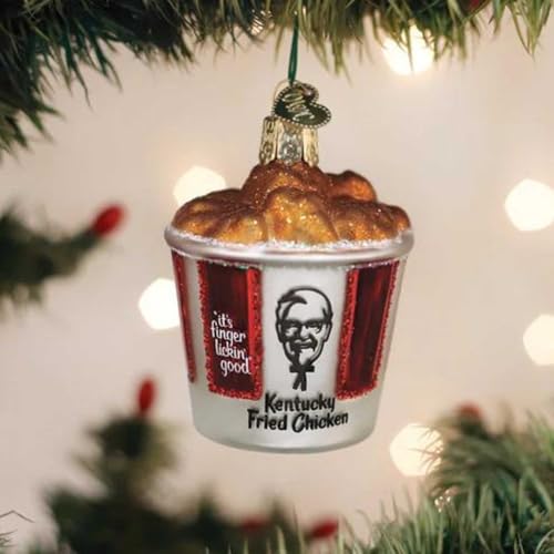 Handcrafted Glass Chicken Ornament for Christmas Tree - Festive Food Collection
