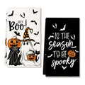 Halloween Kitchen Towels Set of 2 Ghost and Pumpkin Decor - Microfiber Farmhouse Style