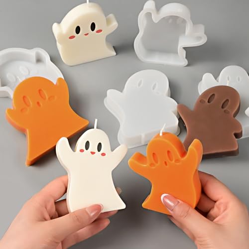 6 PCS Ghost Candle Molds Halloween Silicone Mold Set - Ghost Shapes for Candle Making & Crafts