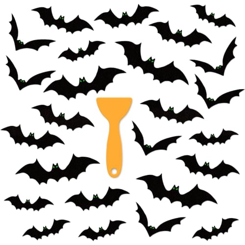 Halloween Bat Non Slip Bathtub Stickers with Scraper - Waterproof Bathroom Decal Set