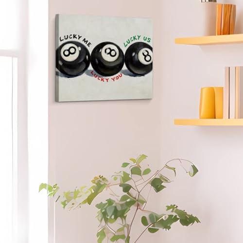 YeleY Black 8 Ball Canvas Wall Art - Billiards Game Room Decor - Variation Ball-01