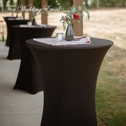 Black Cocktail Table Cover 32x43 Inch High Top Fitted Stretchable Tablecloth