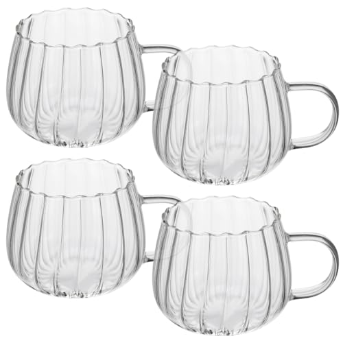 Glass Pumpkin Cups Set of 4 - Creative Drinkware for Coffee Tea and Juice